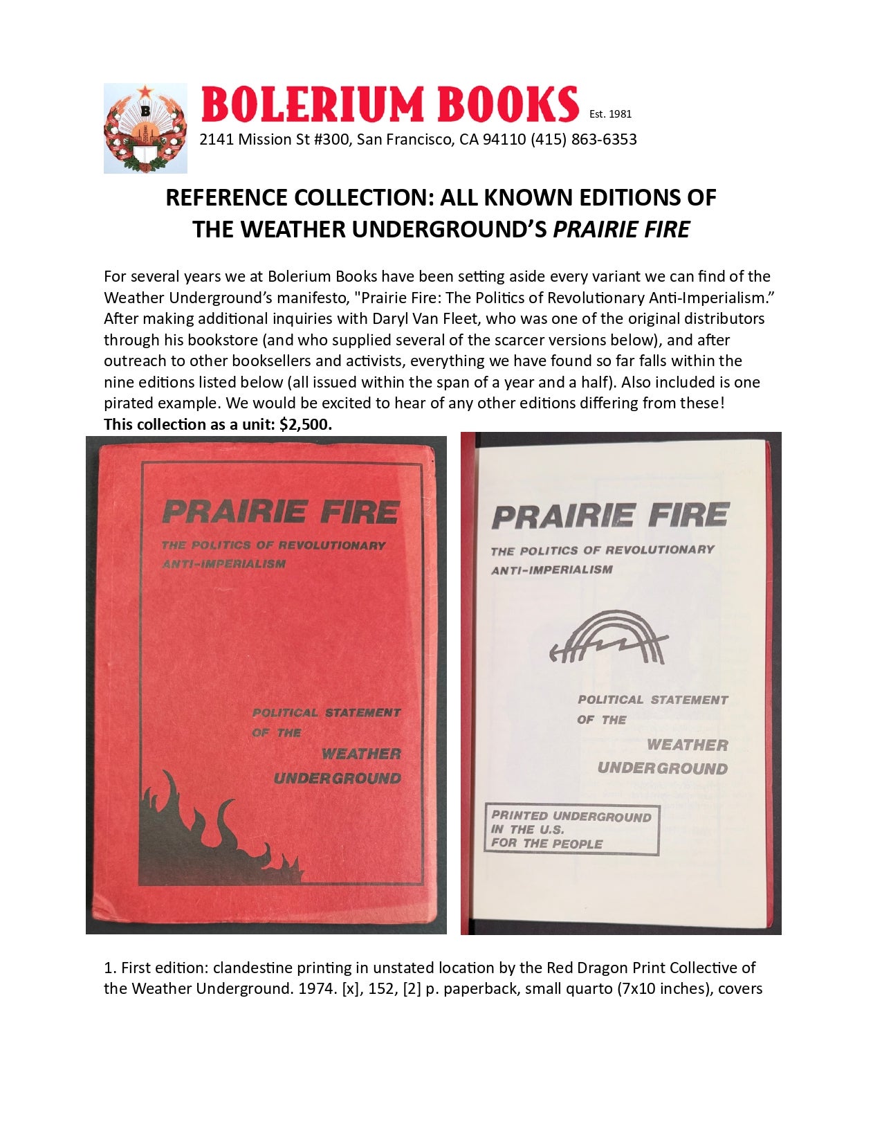 Prairie Fire Reference Collection