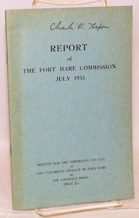 Cat.No: 102302 Report of the Fort Hare Commission July 1955