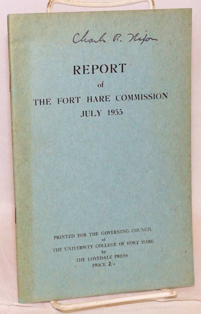 Cat.No: 102302 Report of the Fort Hare Commission July 1955