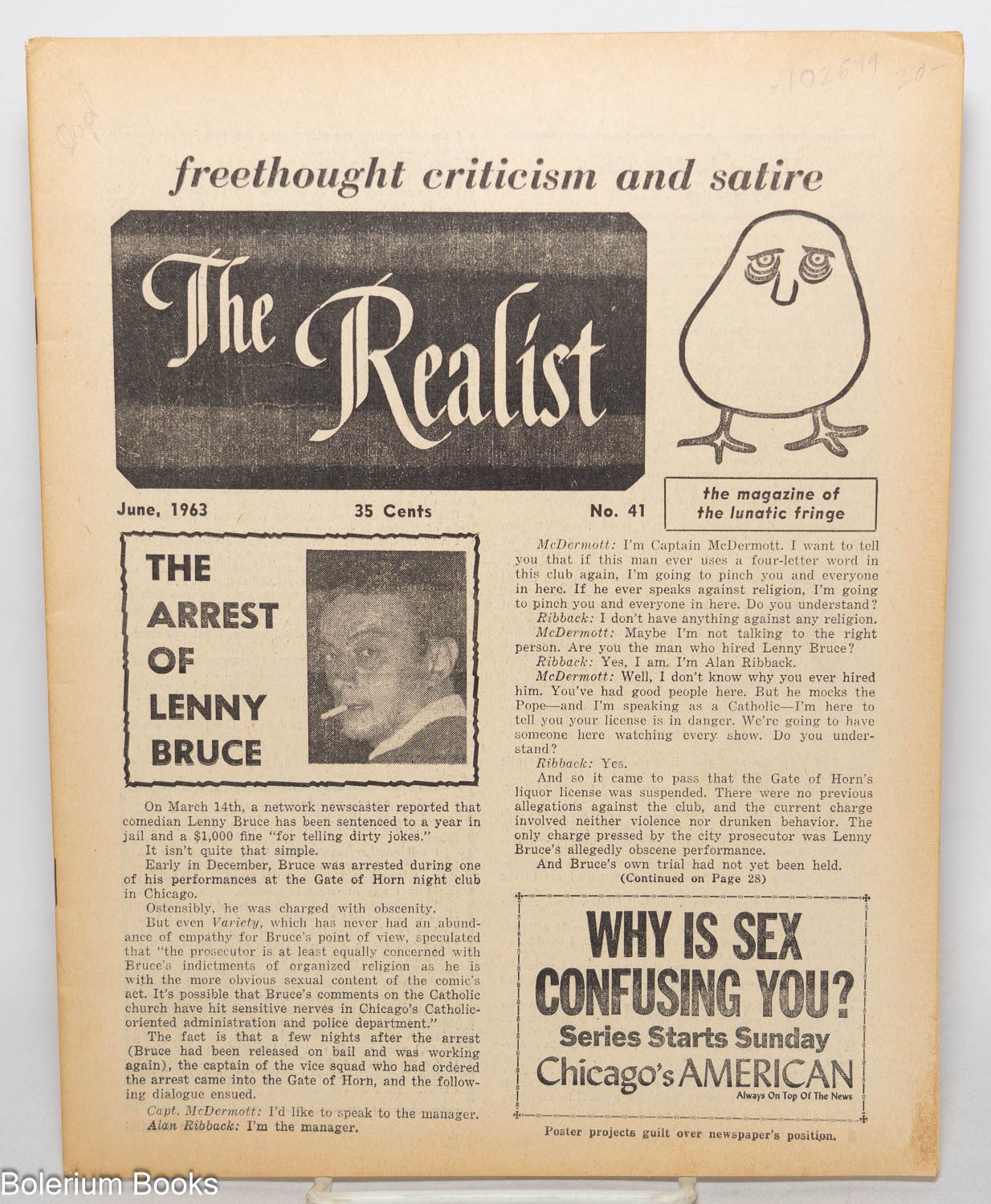 The realist no.41 ; freethought criticism and satire, the magazine of ...