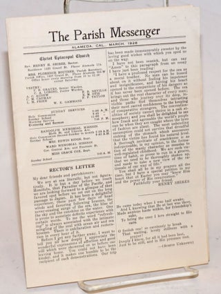 The Parish Messenger: March & July,1928 [two issues]