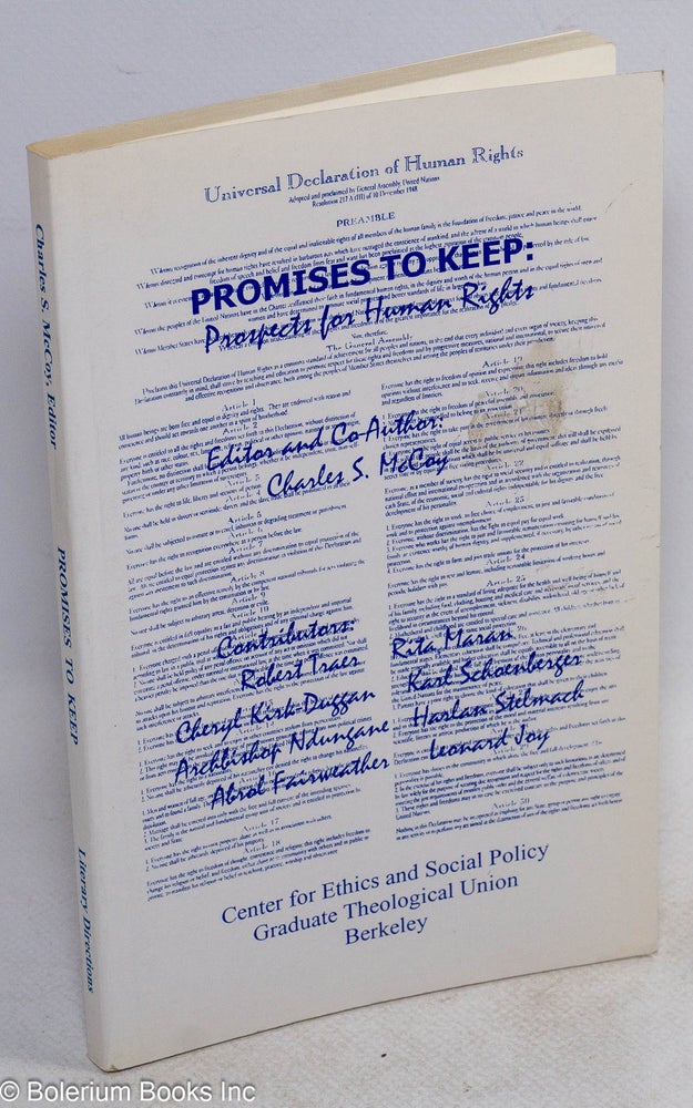 Cat.No: 105828 Promises to keep: prospects for human rights. Charles S. McCoy, and co-author.