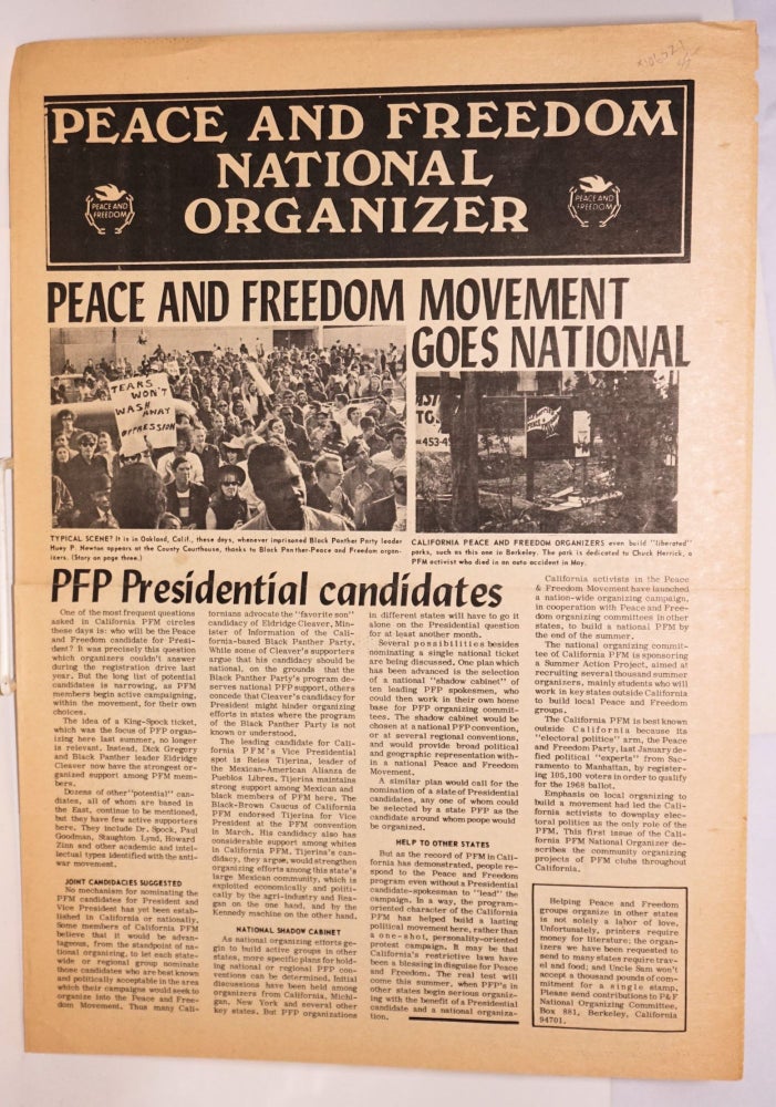 Cat.No: 106021 Peace and Freedom national organizer. California Peace, Freedom Movement.