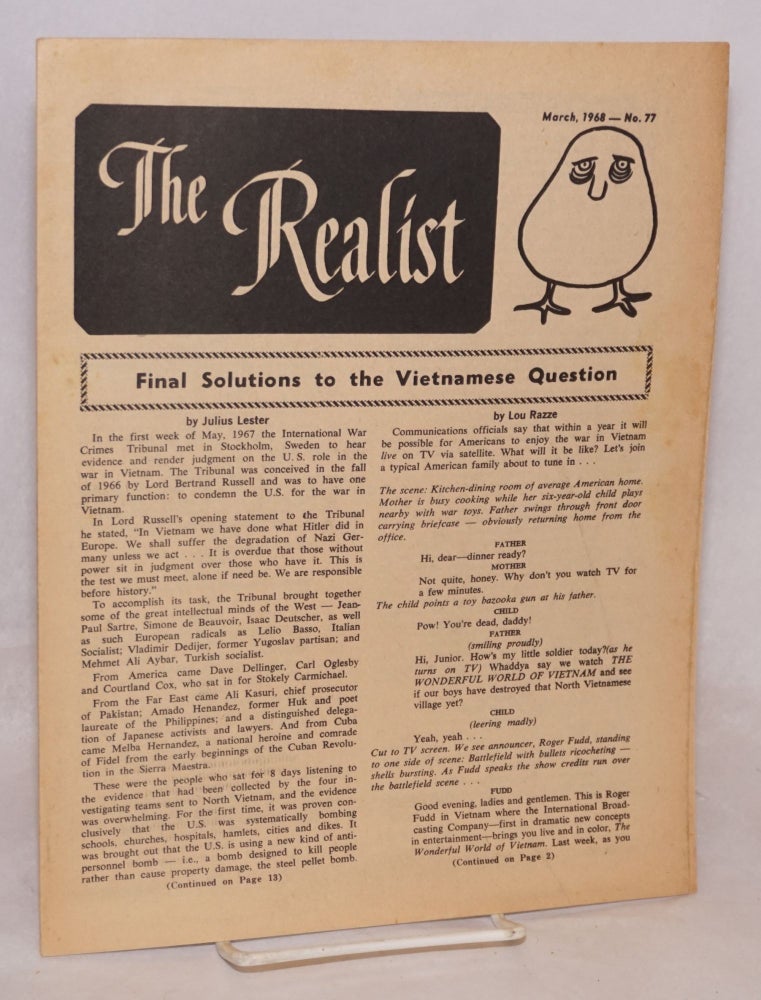 Cat.No: 106141 The realist: no. 77, March, 1968; Final solutions to the Vietnamese question. Paul Krassner.