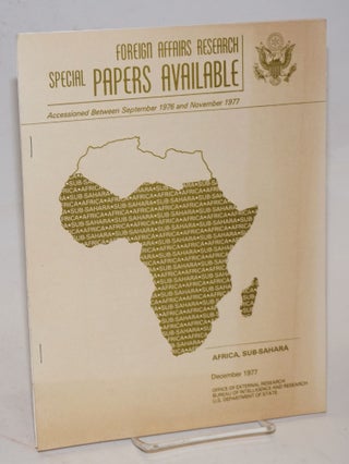 Cat.No: 106179 Foreign Affairs research special papers available; accessioned between...