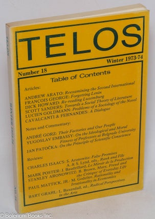 Cat.No: 107282 Telos: No. 18, Winter, 1973-1974. Paul Piccone, ed