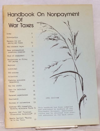Cat.No: 107352 Handbook on nonpayment of war taxes: 1981 edition [Fifth edition]....