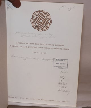 African affairs for the general reader: a selected and introductory bibliographical guide 1960 - 1967