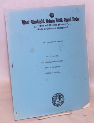 Cat.No: 110149 Grand master's address; July 17-20, 1978, 123rd annual communication,...