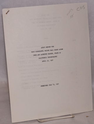 Cat.No: 110152 Audit report for Most Worshipful Prince Hall Grand Lodge, Free and...