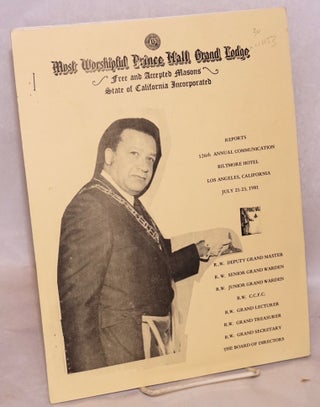 Cat.No: 110153 Reports; 126th annual communication, Biltmore Hotel, Los Angeles,...