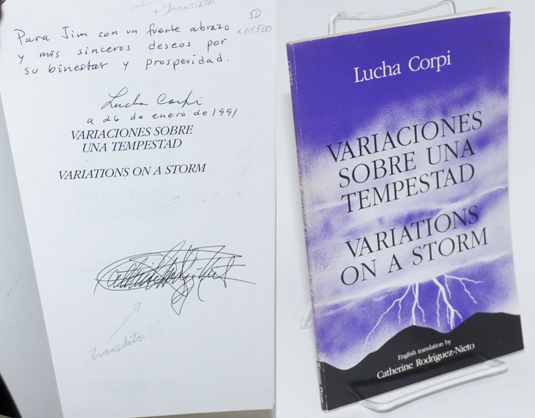 Cat.No: 111500 Variaciones sobre una tempestad/Variations on a storm [inscribed & signed]. Lucha Corpi, English, Catherine Rodríguez-Nieto.