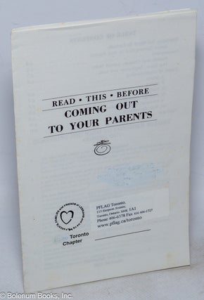 Cat.No: 111964 Read This Before Coming Out to Your Parents. Tom Sauerman