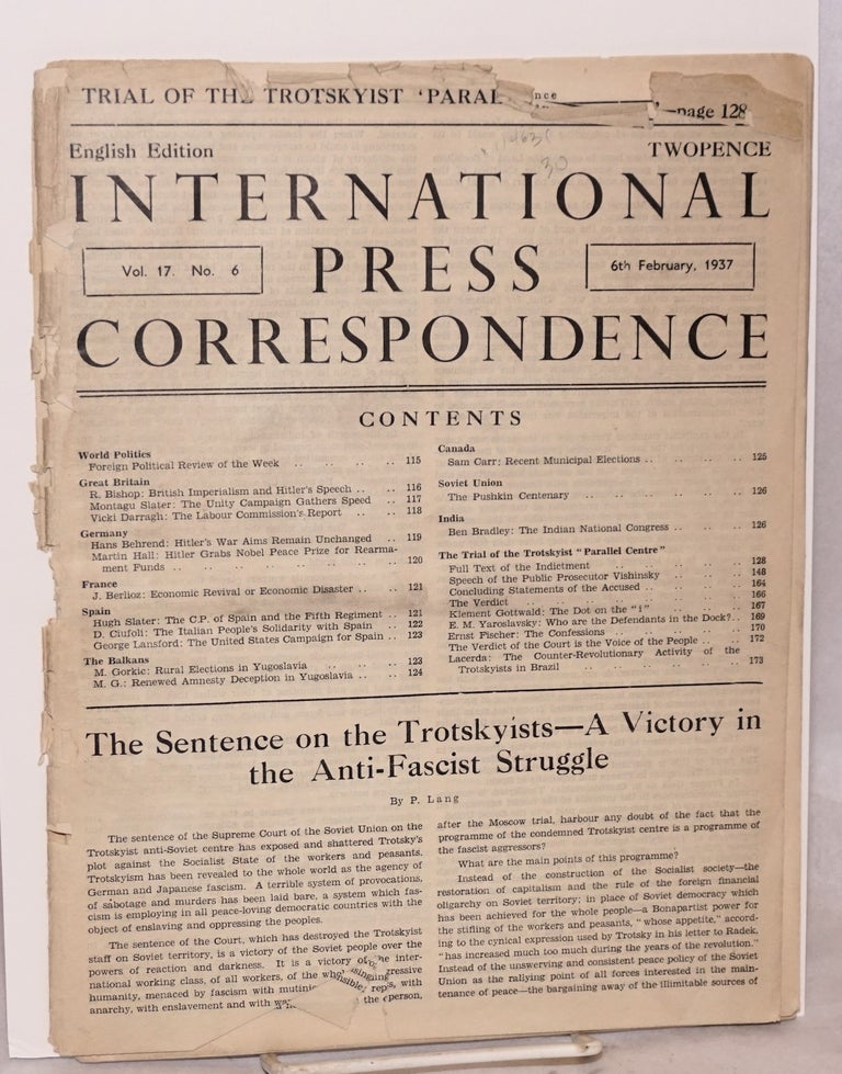 Cat.No: 114631 International press correspondence; English edition, vol. 17, no. 6, 6th February, 1937