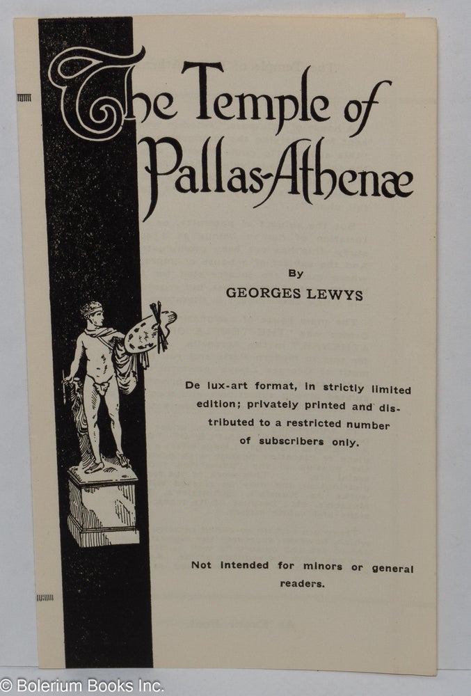 Cat.No: 116755 The Temple of Pallas-Athenae [publicity brochure]. Georges Lewys, Gladys Adelina Lewis.