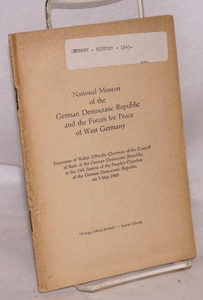 Cat.No: 119394 National mission of the German Democratic Republic and the forces for peace of West Germany