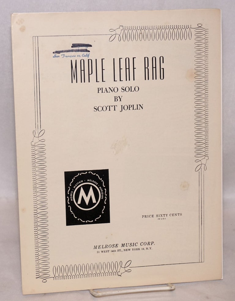 Cat.No: 120426 Maple leaf rag; piano solo. Scott Joplin.