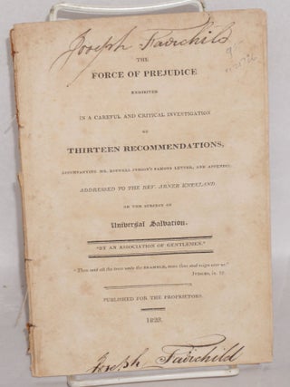 Cat.No: 121726 The force of prejudice exhibited in a careful and critical investigation...