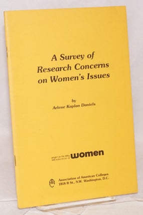 Cat.No: 121810 A survey of research concerns on women's issues, edited by Laura Kent....