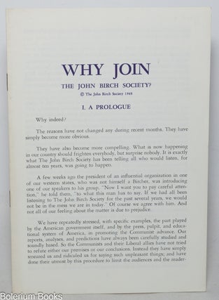 Cat.No: 122895 Why join the John Birch Society? Robert Welch