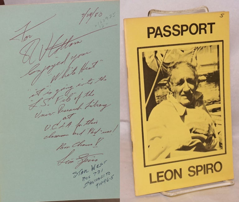 Cat.No: 122975 Passport [signed/limited & inscribed & signed]. Leon Spiro.