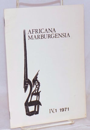 Cat.No: 123282 Africana Marburgensia; volume IV, no. 1