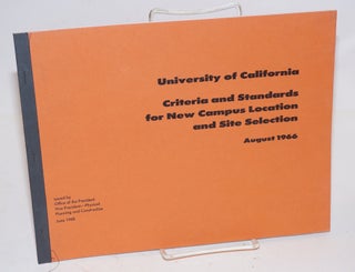 Cat.No: 123374 University of California criteria and standards for new campus location...
