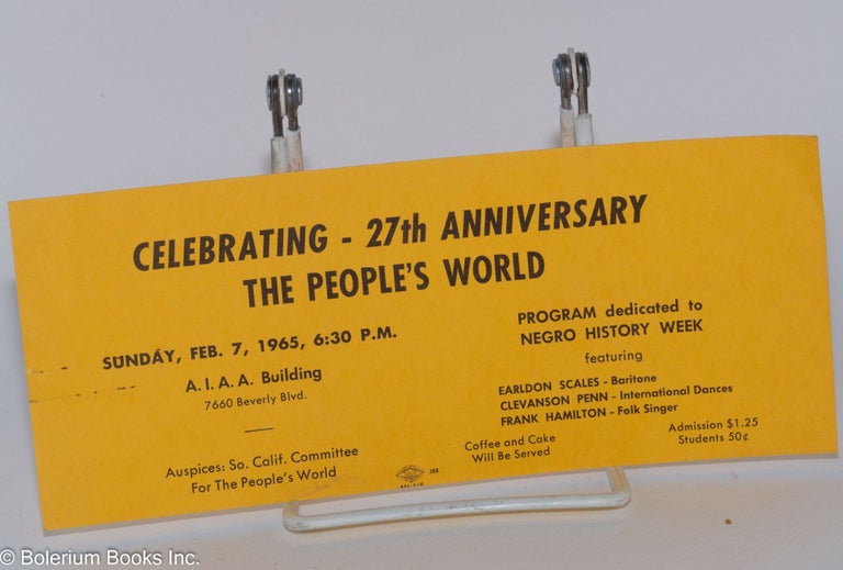 Cat.No: 123458 Celebrating - 27th anniversary: The People's World