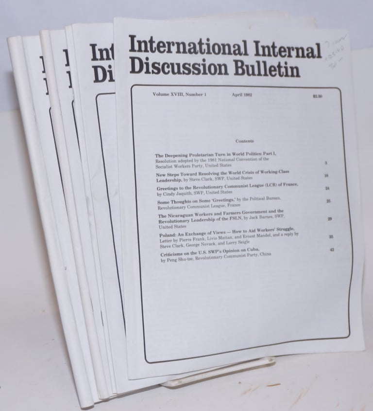 Cat.No: 125060 International internal discussion bulletin, vol. 19, no. 1, May, 1983 to no. 4, December, 1983. Fourth International.