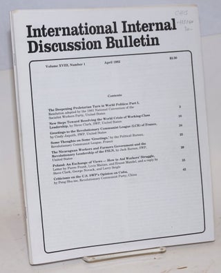 Cat.No: 125140 International internal discussion bulletin, vol. 18, no. 1, April, 1982 to...