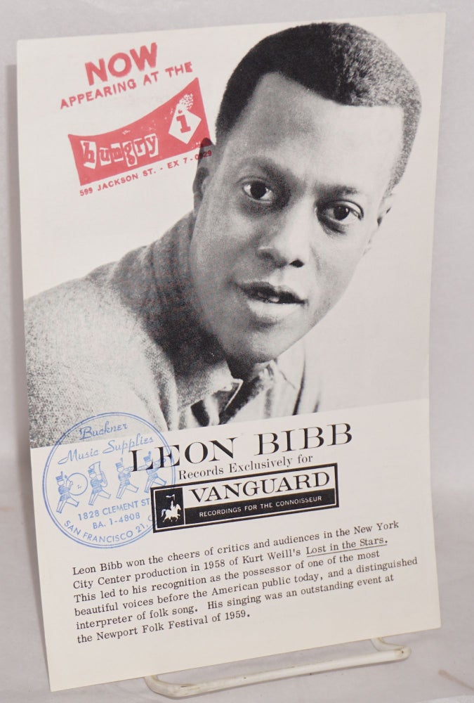 Cat.No: 125842 Leon Bibb records exclusively for Vanguard. Leon Bibb.