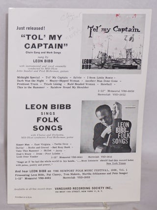 Leon Bibb records exclusively for Vanguard
