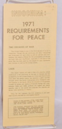 Cat.No: 128242 Indochina: 1971 requirements for peace. American Friends Service Committee