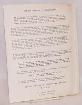Cat.No: 128631 [Two leaflets opposing Vietnam war]. Citizens Committee of Correspondence...