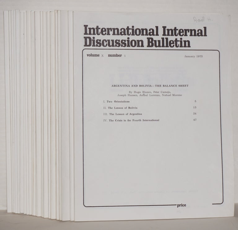 Cat.No: 129291 International internal discussion bulletin, vol. 10, no. 1, January, 1973 to no. 26, December, 1973. Fourth International.