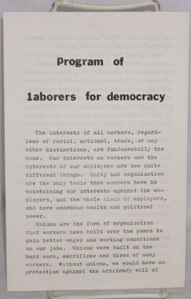 Cat.No: 129415 Program of Laborers for Democracy. Laborers for Democracy