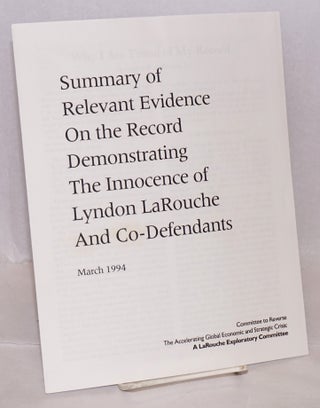 Cat.No: 130368 Summary of relevant evidence on the record demonstrating the innocence of...