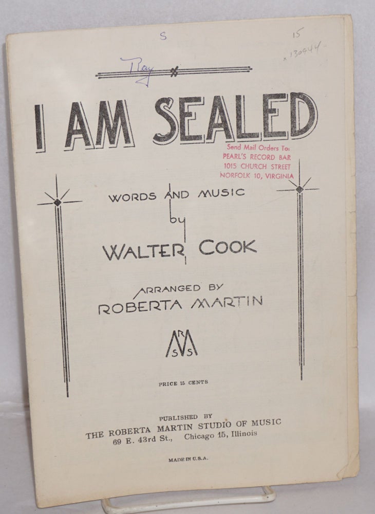 Cat.No: 130944 I Am Sealed. Walter Cook, words, music, Roberta Martin.