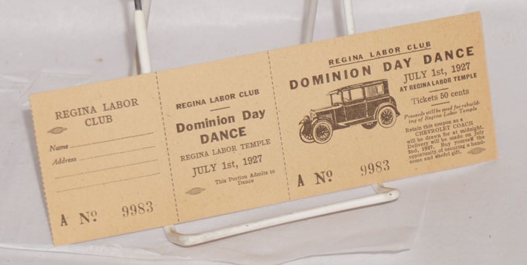 Cat.No: 132632 Dominion Day Dance: July 1st, 1927 at Regina Labor Temple. Regina Labor Club.