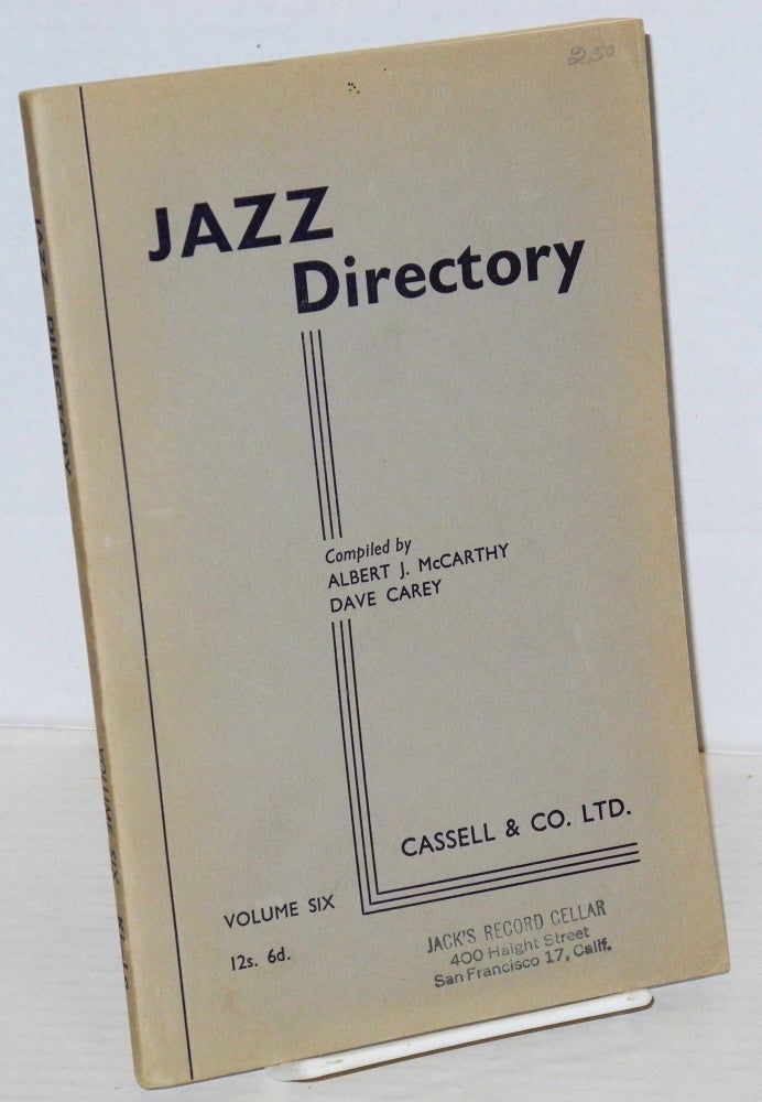 Cat.No: 133941 The directory; of recorded jazz and swing music (including gospel and blues records); volume six (Kirkeby - Longshaw). Dave Carey, comps Albert J. McCarthy.