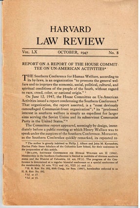 Report on a Report of the House Committee on Un-American Activities