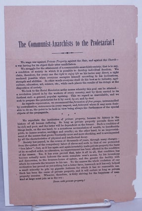 Cat.No: 137483 The communist-anarchists to the proletariat!