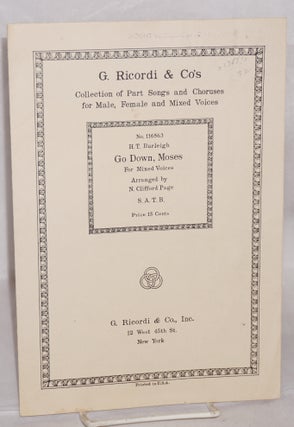 Cat.No: 138515 Go down, Moses. H. T. Burleigh, harmonization, N. Clifford Page, Henry...