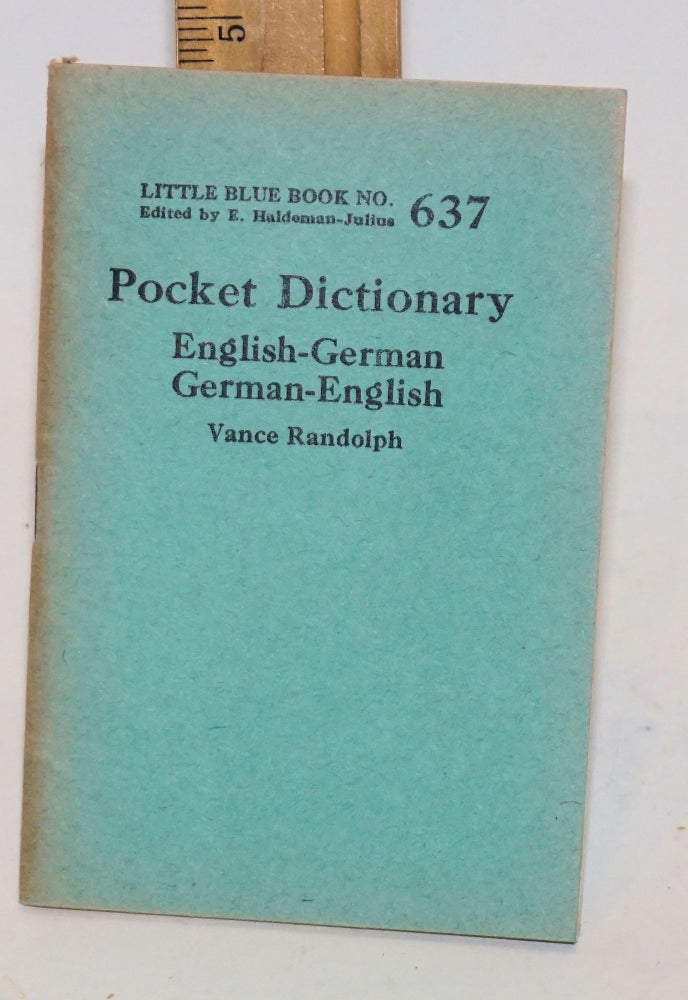 Cat.No: 138606 Pocket Dictionary: English-German German-English. Vance Randolph.