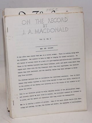 Cat.No: 139028 On the record [seventeen issues]. J. A. MacDonald