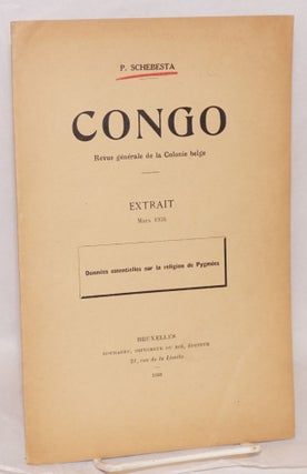 Cat.No: 139411 Congo; revue générale de la Colonie Belge; extrait Mars 1936; Données...