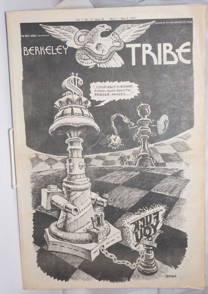 Cat.No: 140146 Berkeley Tribe: vol. 2, #17, (#43), May 1-8, 1970: Sheridan Cartoon Cover. Trina Red Mountain Tribe, Sgt. Pepper, Bobby Seale, Dave Sheridan.