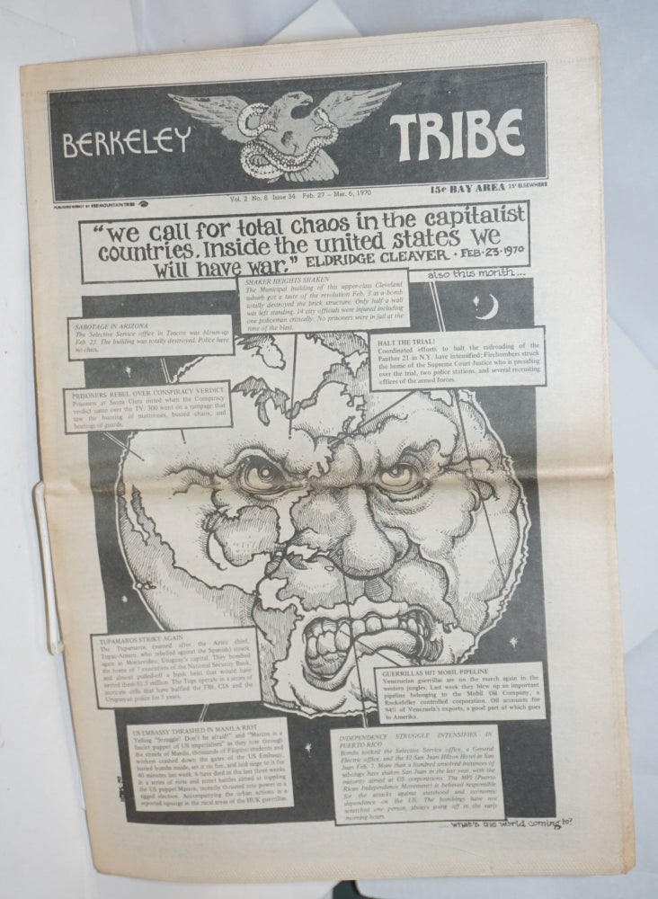 Cat.No: 140154 Berkeley Tribe: vol. 2, #8 (#34), Feb. 27-Mar. 6, 1970. Greg Irons Red Mountain Tribe, Robin Morgan, Trashman, Stew Albert, Rick Heide, Eldridge Cleaver.