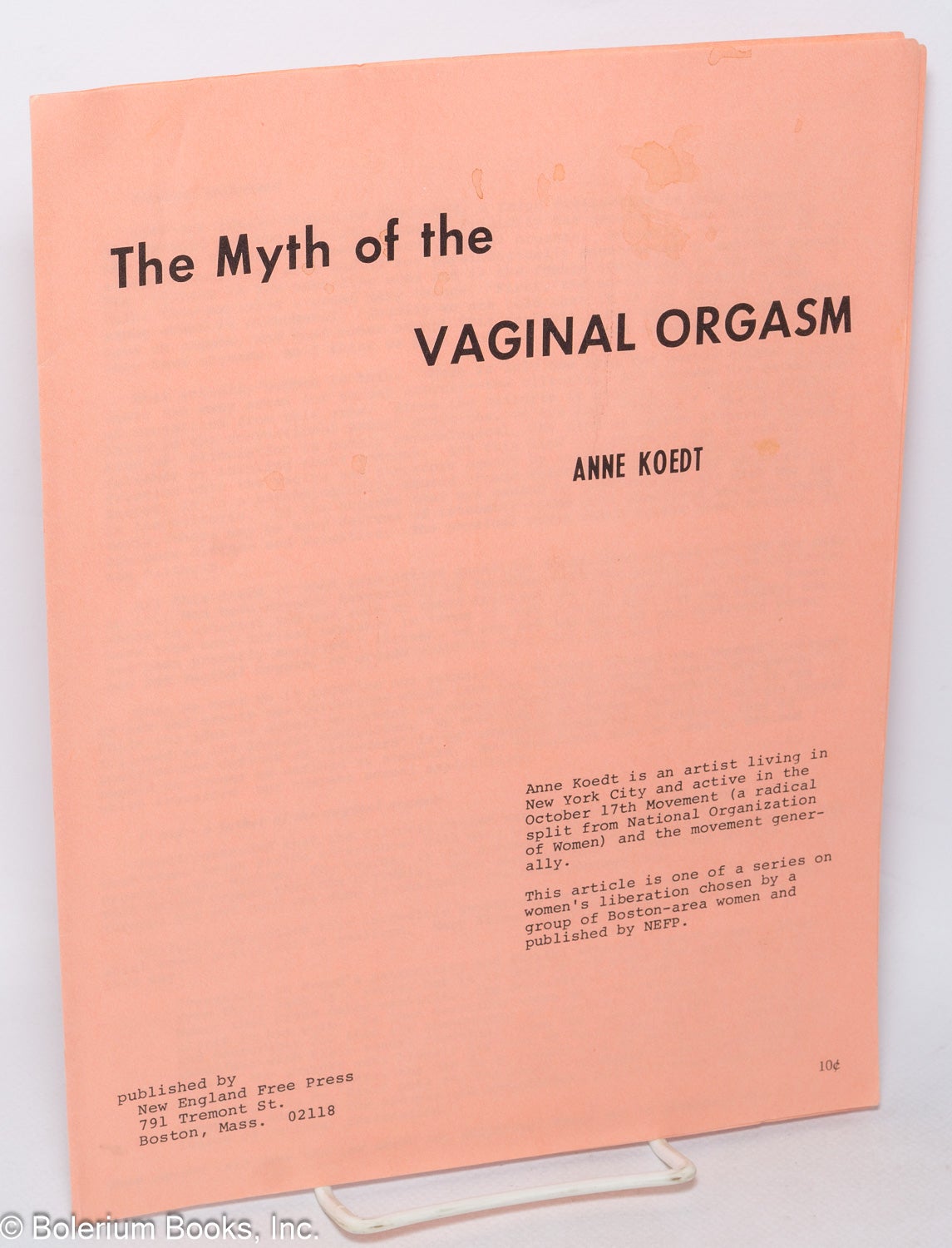 The myth of the vaginal orgasm by Anne Koedt on Bolerium Books