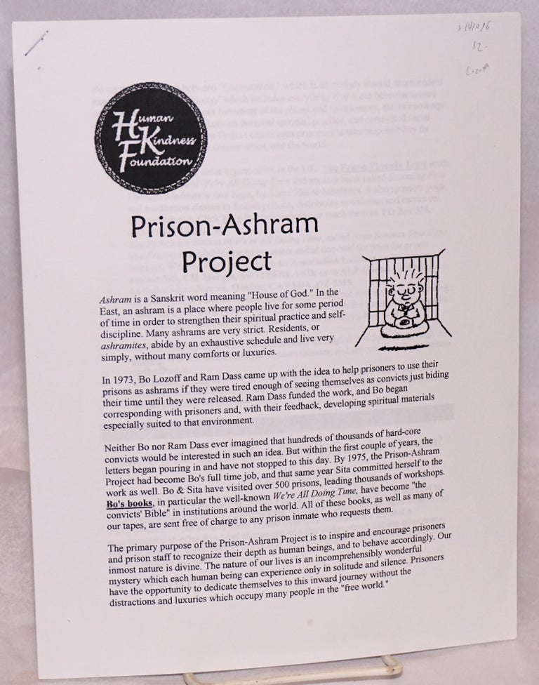 Cat.No: 141096 Prison-Ashram Foundation. Bo Lozoff.